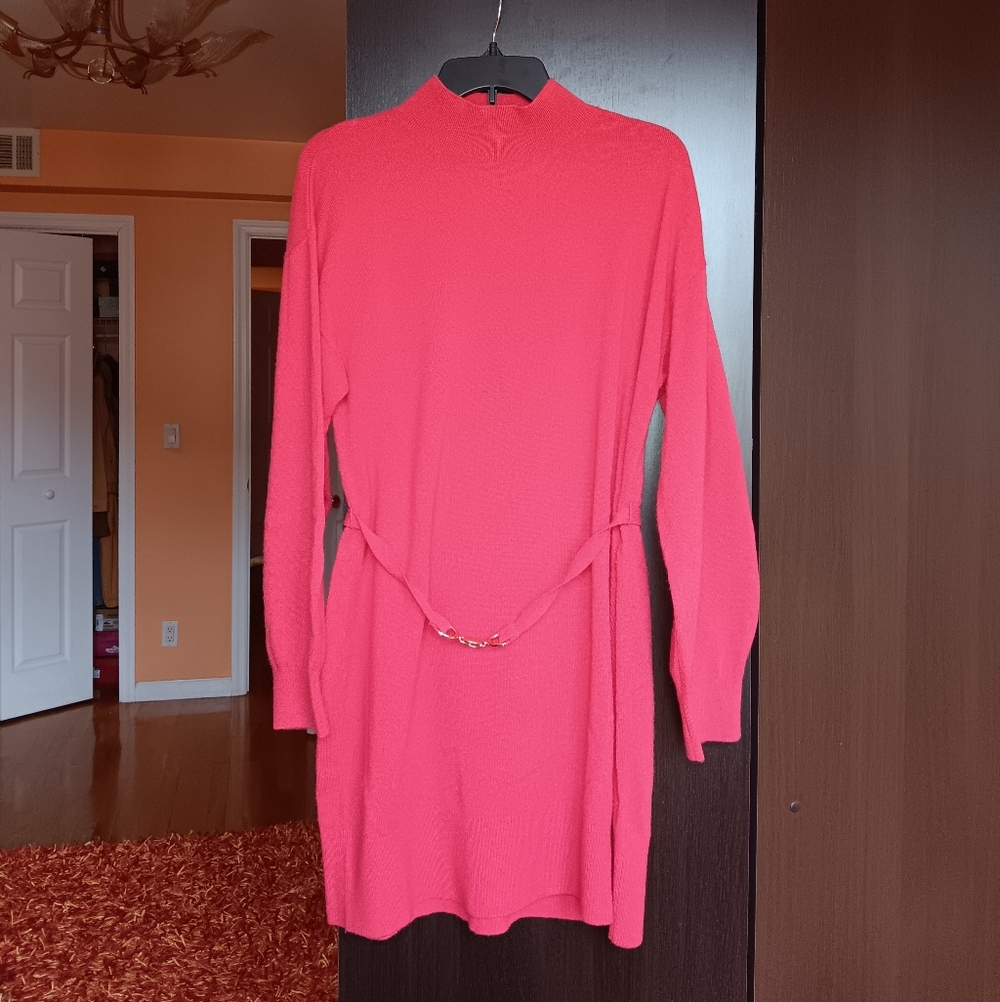 & Other Stories X Anthropologie Red Belted 100% Cashmere Mini Dress - Picture 7 of 12